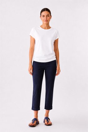 Peruzzi Turn Up Trouser Navy slim leg pull-on trouser