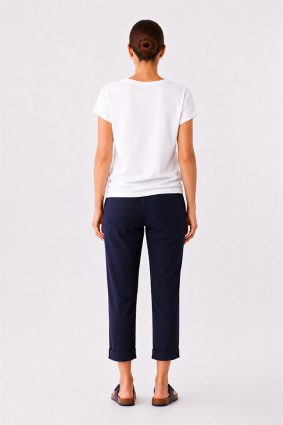 Peruzzi Turn Up Trouser Navy slim leg pull-on trouser