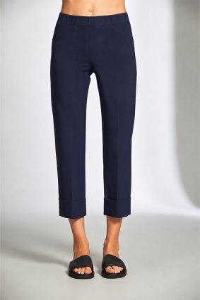Peruzzi Turn Up Trouser Navy slim leg pull-on trouser