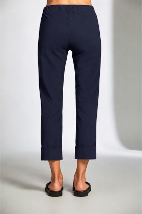 Peruzzi Turn Up Trouser Navy slim leg pull-on trouser