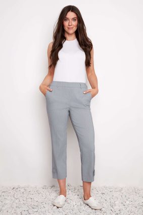 UP! Navy Stripe Techno Button Tab Cropped Pant Navy/White Stripe