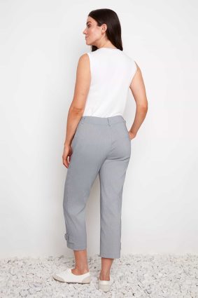 UP! Navy Stripe Techno Button Tab Cropped Pant Navy/White Stripe