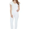 UP! Textured Techno Petal Slit Ankle Pant in White Loom