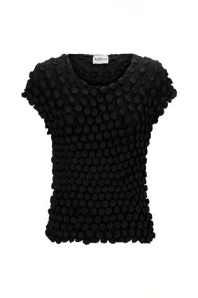 Alquema Bubble Tank Black textured sleeveless top in stretch fabric