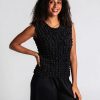 Alquema Bubble Tank Black textured sleeveless top in stretch fabric