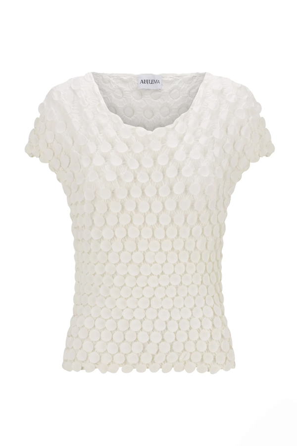 Alquema Bubble Tank in White featuring signature textured pleating and sleeveless design