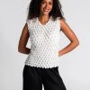 Alquema Bubble Tank in White featuring signature textured pleating and sleeveless design