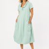 Black Label Mint Ruffle Neck Dress with Cocoon Silhouette