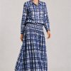 Dress Addict Cotton Printed Blue and White Maxi Skirt with Softly Gathered Waist