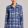 Dress Addict Jor-A Cotton Printed Blue and White Top with Button-Front Styling and Relaxed Fit