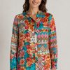 Johnny Was Izey Silk Blouse Renata – Women's Designer Printed Long-Sleeve Silk Blouse