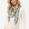Johnny Was Silk Scarf Chemis featuring intricate floral print in blue, coral, yellow and lilac