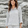 Kokomarina Zikana Blouse Powder - Relaxed Crinkle Blouse with Draped Neckline
