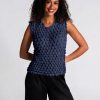 Alquema Bubble Tank Ink textured sleeveless top in stretch fabric