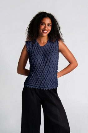 Alquema Bubble Tank Ink textured sleeveless top in stretch fabric