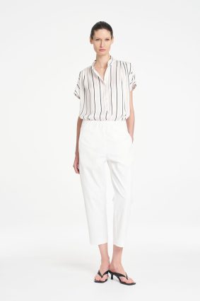 Mela Purdie Bow Pant in Ivory featuring a clean, cropped silhouette and sophisticated tailored design