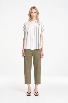 Mela Purdie Bow Pant in Olive featuring a clean, cropped silhouette and sophisticated tailored design