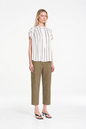 Mela Purdie Bow Pant in Olive featuring a clean, cropped silhouette and sophisticated tailored design