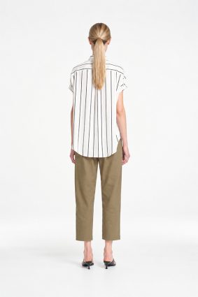 Mela Purdie Bow Pant in Olive featuring a clean, cropped silhouette and sophisticated tailored design