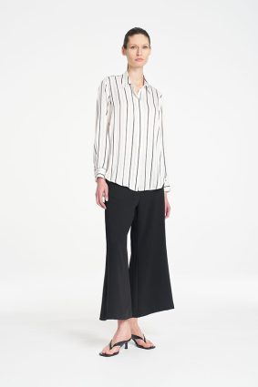 Mela Purdie Crop Suit Pant in classic black featuring a sophisticated wide-leg silhouette and modern cropped length