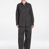 Mela Purdie Cross Pant in deep bark brown featuring a sophisticated wide-leg silhouette and relaxed fluid drape