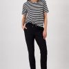 Monari Basic Pima Stripe Black T-Shirt with Chest Pocket