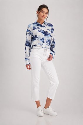 Monari Cream Greta's Jeans Belt Pants