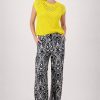 Monari Black and White Ornamental Print Regular Fit Pants