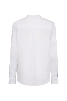 Mos Mosh Artina white button-through linen shirt with a relaxed silhouette and classic collar