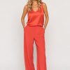 Mos Mosh Astrid spicy orange silk tank with a regular fit and V-neckline