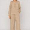 Mos Mosh EI linen twill trousers featuring a relaxed wide-leg silhouette and comfortable elasticated waist in twill