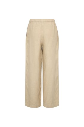 Mos Mosh EI linen twill trousers featuring a relaxed wide-leg silhouette and comfortable elasticated waist in twill
