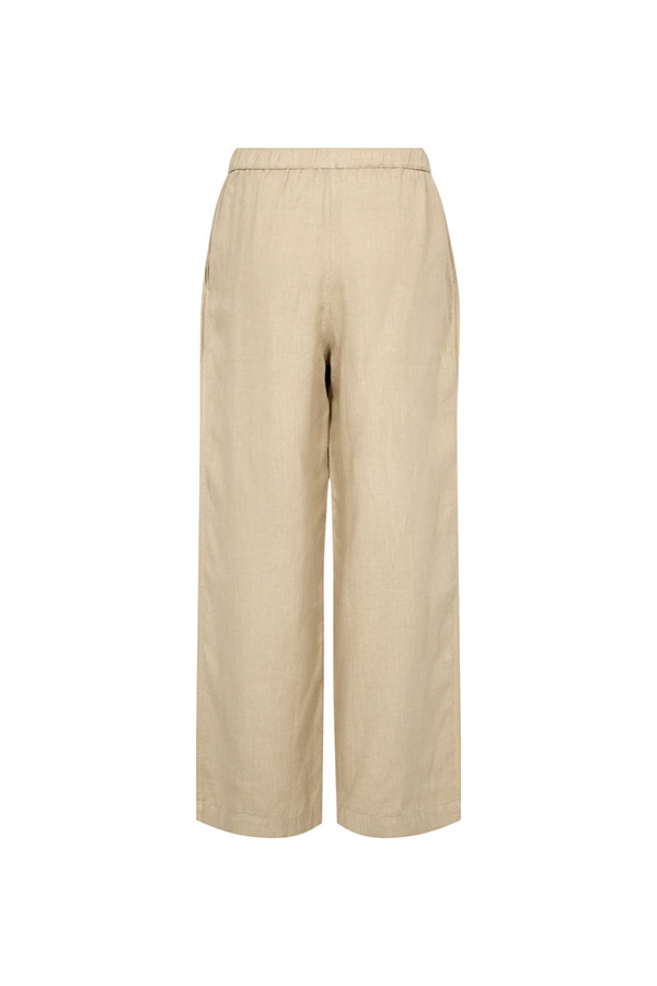 Mos Mosh EI linen twill trousers featuring a relaxed wide-leg silhouette and comfortable elasticated waist in twill
