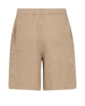 Mos Mosh Eie pure linen Bermuda shorts featuring a relaxed fit and comfortable elasticated waist in oak