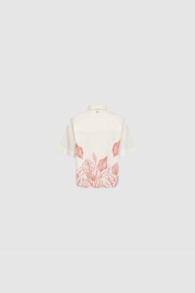 Mos Mosh Saras monochrome shirt in ecru featuring a relaxed silhouette, sharp collar, and soft organic cotton