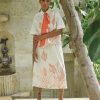 Mos Mosh Tessan organic cotton ecru monochrome skirt featuring an elegant floral print and comfortable elasticated waistband