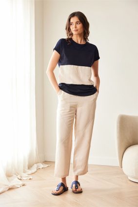 Peruzzi Linen Trouser Sand featuring a re