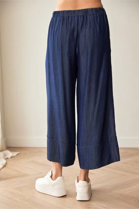 Peruzzi Luxe Turn Up Jean Denim featuring a relaxed wide-leg silhouette in a rich indigo denim look.