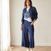 Peruzzi Luxe Turn Up Jean Denim featuring a relaxed wide-leg silhouette in a rich indigo denim look.