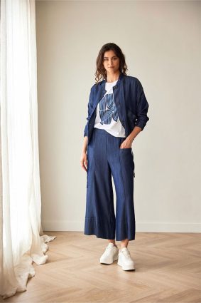Peruzzi Luxe Turn Up Jean Denim featuring a relaxed wide-leg silhouette in a rich indigo denim look.
