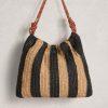 White Stuff Callie Shoulder Bag in Black Multi - Two-Sided Contrast Shoulder Bag with Knotted Strap