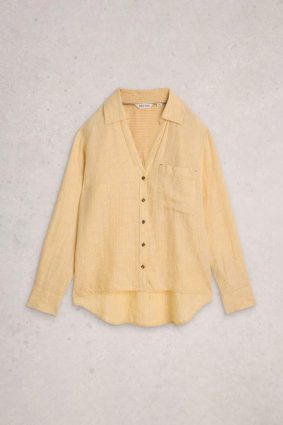 White Stuff Sadie Linen Boyfriend Shirt Yellow Mlt