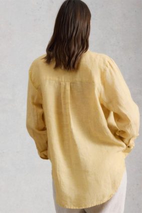 White Stuff Sadie Linen Boyfriend Shirt Yellow Mlt