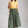 White Stuff Suri Shirred Midi Skirt Mid Green