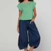 Boom Shankar Bellissimo Tee Honeydew in honeydew green and blue stripes with a chilli orange collar