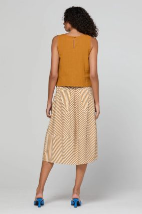 Boom Shankar Guru Skirt Mustard Stripe cotton linen skirt