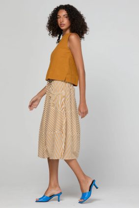 Boom Shankar Guru Skirt Mustard Stripe cotton linen skirt