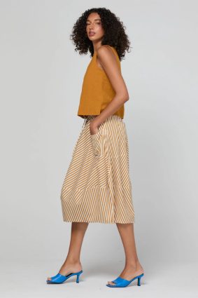 Boom Shankar Guru Skirt Mustard Stripe cotton linen skirt