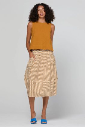Boom Shankar Guru Skirt Mustard Stripe cotton linen skirt