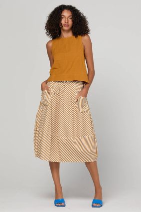 Boom Shankar Guru Skirt Mustard Stripe cotton linen skirt